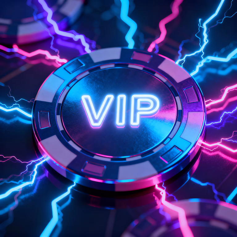 Rainbet Casino featuring a poker table stacked with chips and cards in a modern high-rise lounge overlooking the city skyline.